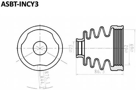 ASVA ASBTINCY3 ПЫЛЬНИК ШРУС GALANT/LANCER 25x64x79 (БЕЗ СМАЗКИ)