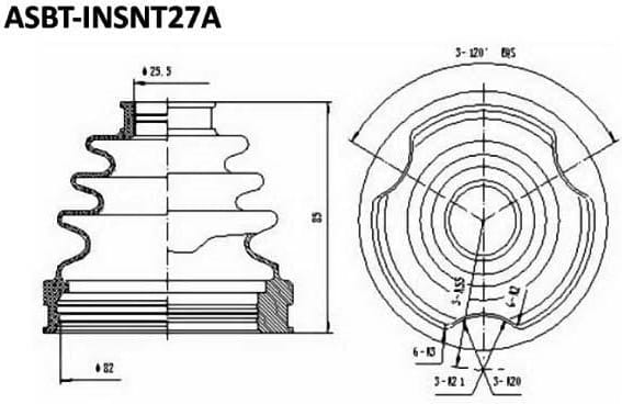 ASVA ASBTINSNT27A ПЫЛЬНИК ШРУС (КОМПЛЕКТ БЕЗ СМАЗКИ) 26x73x88