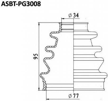ASVA ASBTPG3008 ПЫЛЬНИК ШРУС PEUGEOT 206 34x84x118 (БЕЗ СМАЗКИ)