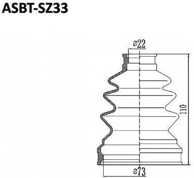 ASVA ASBTSZ33 ПЫЛЬНИК ШРУС FORESTER 22x73x110 (БЕЗ СМАЗКИ)