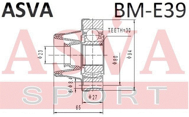 ASVA BME39 ШРУС КАРДАННОГО ВАЛА BMW 5/7 30х80