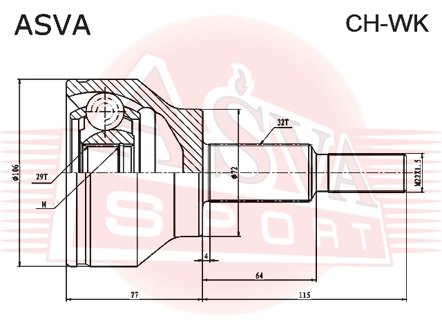 ASVA CHWK ШРУС наружный (К-кт) L/R (z29 x d71.5 x z32)