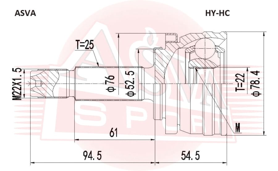 ASVA HYHC ШРУС HYUNDAI/KIA SOLARIS 2017 1,6MT