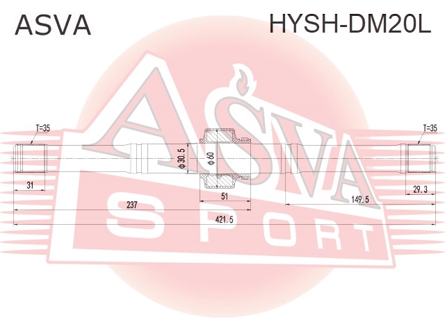 ASVA HYSHDM20L ПОЛУОСЬ ЛЕВАЯ