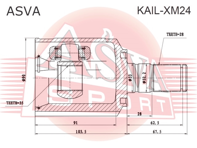 ASVA KAILXM24 ШРУС внутренний левый 35x33x28