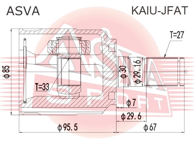 ASVA KAIUJFAT ШРУС ВНУТРЕННИЙ ЛЕВЫЙ OPTIMA 27x33x30