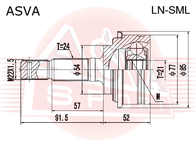 ASVA LNSML ШРУС наружный 21x54x24