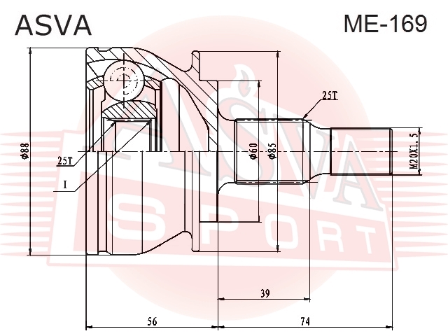 ASVA ME169 ШРУС наружный 25x60.2x25