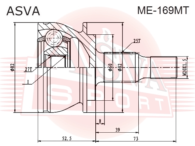 ASVA ME169MT ШРУС MERCEDES-BENZ MERCEDES BENZ A-CLASS 169 2003-2012