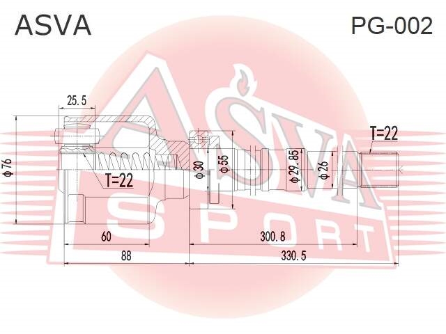 ASVA PG002 ШРУС прав. CiTROEN/PEUGEOT C4/307/207