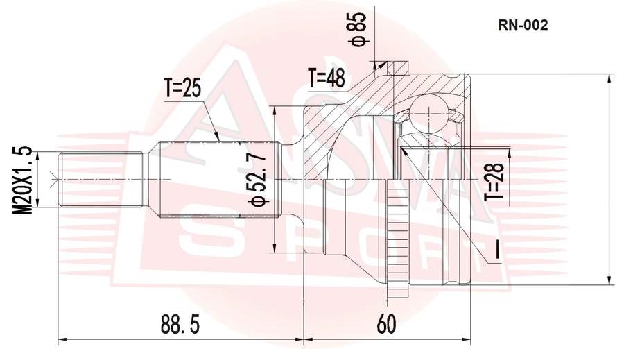 ASVA RN002 ШРУС RENAULT Duster