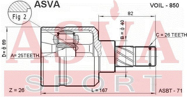 ASVA VOIL850 ШРУС лев. VOLVO : 850 C70 S70 V70