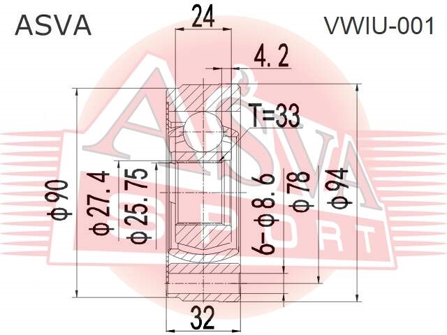 ASVA VWIU001 ШРУС ВНТУРЕНИЙ 33X94