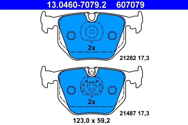 ATE 13046070792 Колодки тормозные дисковые задн, BMW: 3 325 i/325 xi/330 d/330 i/330 xd/330 xi 98-05, 3 Touring 330 d/330 i/330 xd/330 xi 99-05, 3 кабрио M3 3.2 00-, 3 купе M3 3.2/M3 CSL 99-,