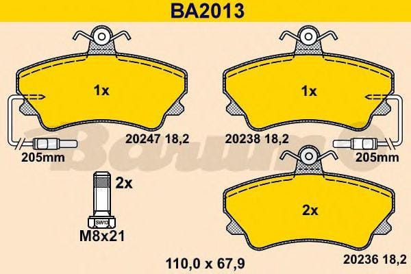 BARUM ba2013 Комплект дисковых тормозных колодок купить в Самаре
