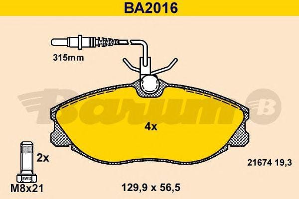 BARUM ba2016 Комплект дисковых тормозных колодок