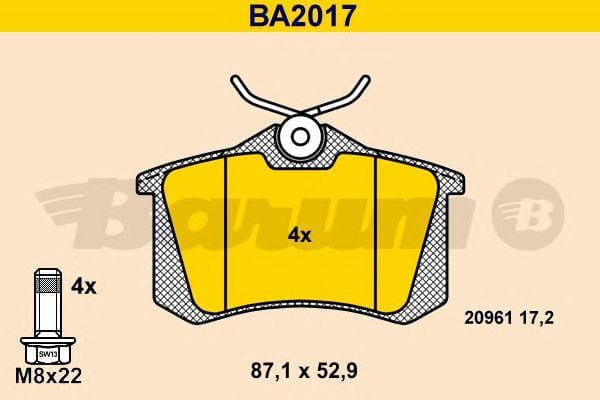 BARUM ba2017 Комплект дисковых тормозных колодок