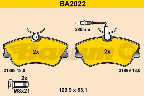 BARUM ba2022 Комплект дисковых тормозных колодок