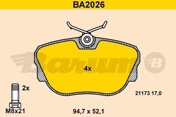 BARUM ba2026 Комплект дисковых тормозных колодок