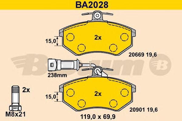 BARUM ba2028 Комплект дисковых тормозных колодок купить в Самаре