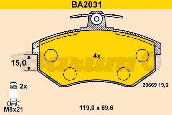 BARUM ba2031 Комплект дисковых тормозных колодок