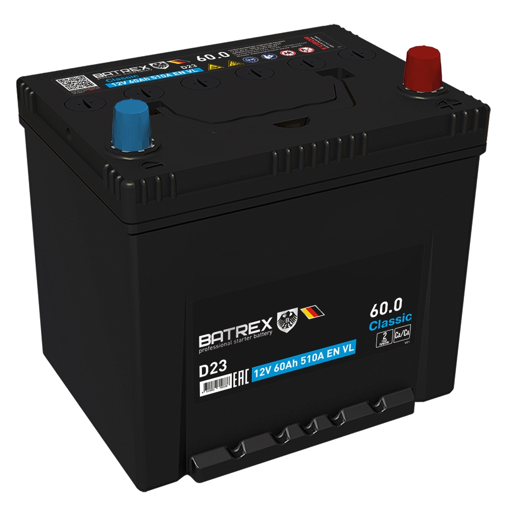 BATREX 4610082700338 Аккумулятор Classic 60 Ah, 510 A, 230 х 175 х 223 обр.