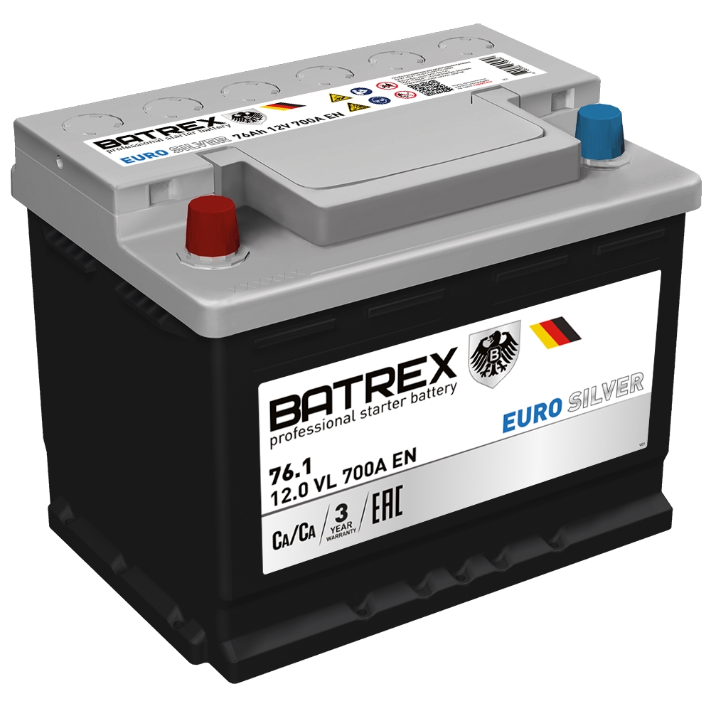 BATREX 4610082700475 Аккумулятор EUROSILVER 76 Ah, 700 A, 276 х 175 х 190 обр.