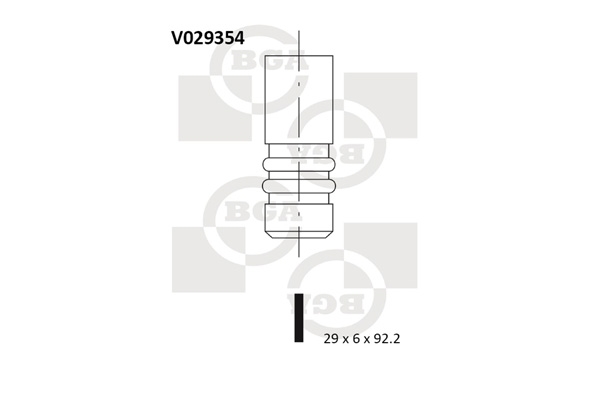BGA V029354 Клапан двигателя выпускной [29x6x92.2] CHEVROLET/DAEWOO/OPEL/SAAB 1.8-3.0 (X18XE-Z30XE/C/T20SED) 93-