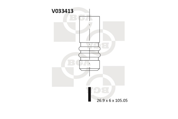 BGA V033413 Клапан двигателя впускной [27.0x6.0x105.1] AUDI/VW A4/A6/PASSAT 1.8 20V 94-