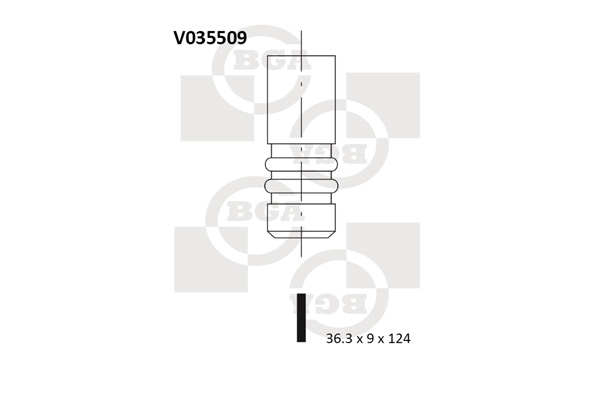 BGA V035509 Клапан двигателя выпускной [36.3x8.9x123.8] FORD TRANSIT 2.4/2.5D 83-00