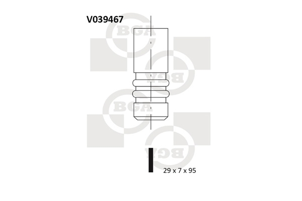 BGA V039467 Клапан двигателя выпускной [29x7x95] VW/AUDI 1.4-1.6 (AEA/ABU) 94-