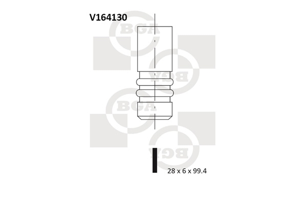 BGA V164130 Клапан двигателя впускной [28x6x99.4] CHEVROLET AVEO 1.4 05- / FORD FIESTA, FOCUS 1.4 01-12 / MAZDA 2 1.4/1.6 03-07
