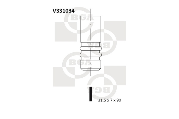 BGA V331034 Клапан двигателя выпускной [31.5x7x90.0] AUDI A2, A3, A4, A6 / FORD GALAXY / SEAT IBIZA, LEON / SKODA FABIA, OCTAVIA / VW BORA, GOLF, PASSAT, POLO, TRANSPORTER 1.4-5.0TDI 91-10