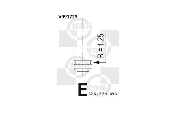 BGA V991723 Клапан впускной RENAULT [K4M 690, K4M 696, K4M 706, K4M 730, K4M 750, K4M 752, K4M 753]