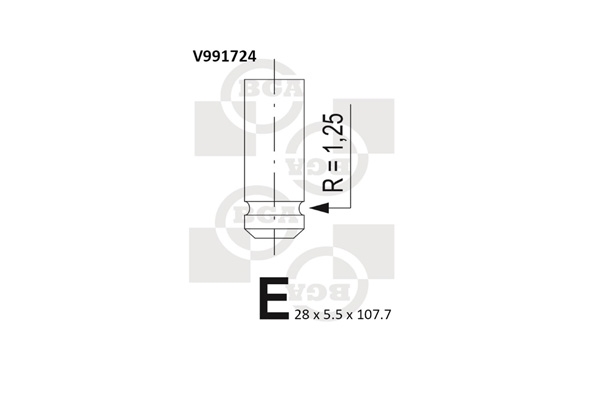 BGA V991724 Клапан выпускной RENAULT K4M 690, K4M 694, K4M 696, K4M 697, K4M 698]