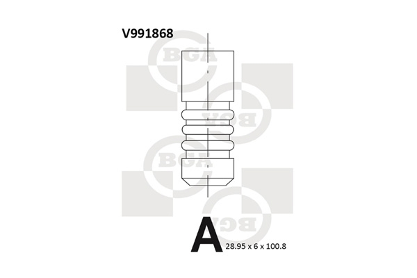 BGA V991868 Клапан двигателя выпускной [29x6x100.7] NISSAN ALMERA, MICRA, QASHQAI 1.5 / RENAULT CAPTUR, CLIO, KANGOO, LOGAN, MEGANE, SCENIC 1.5 / VW GOLF VII 2.0 / MERC W176, W246, W242 1.5