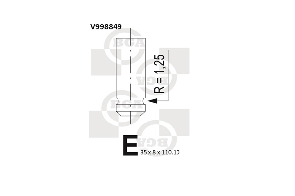 BGA V998849 Клапан двигателя впускной [35x8x110.1] OPEL ARENA / RENAULT CLIO, KANGOO, MEGANE, THALIA, TRAFIC 1.9 91-05