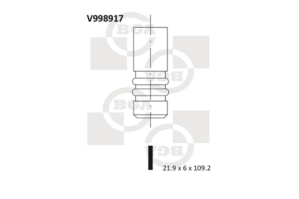 BGA V998917 Клапан двигателя выпускной [21.9x6x109.2] ALFA ROMEO MITO / FIAT 500, DOBLO, IDEA, PUNTO / OPEL ASTRA H/J, CORSA C/D 1.2/1.3D [MJT] 96-18