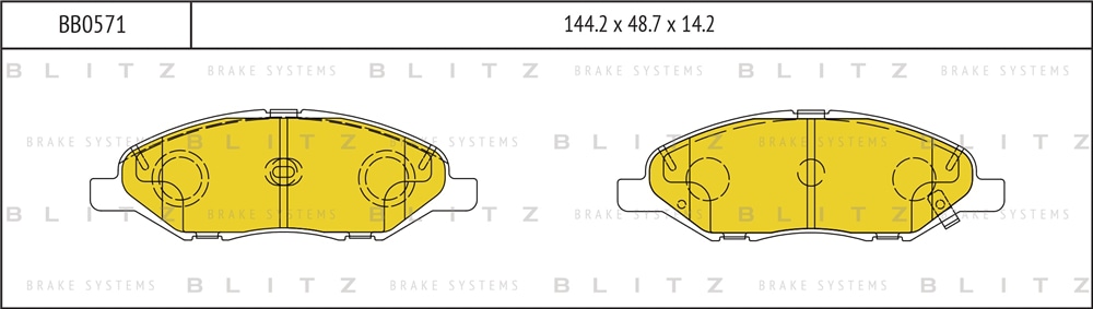 BLITZ BB0571 Колодки тормозные дисковые | перед прав/лев |