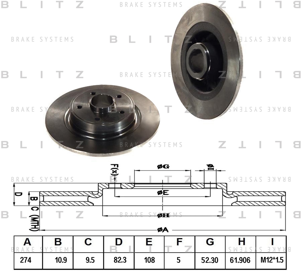 BLITZ BS0144 Диск тормозной задний