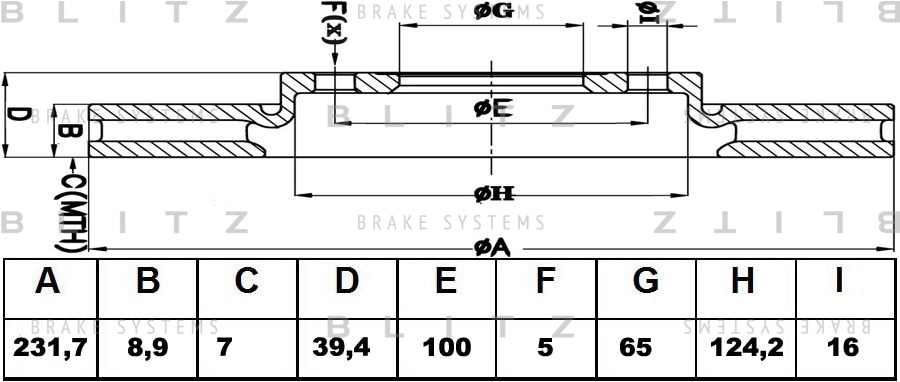 BLITZ BS0155 Диск тормозной задний
