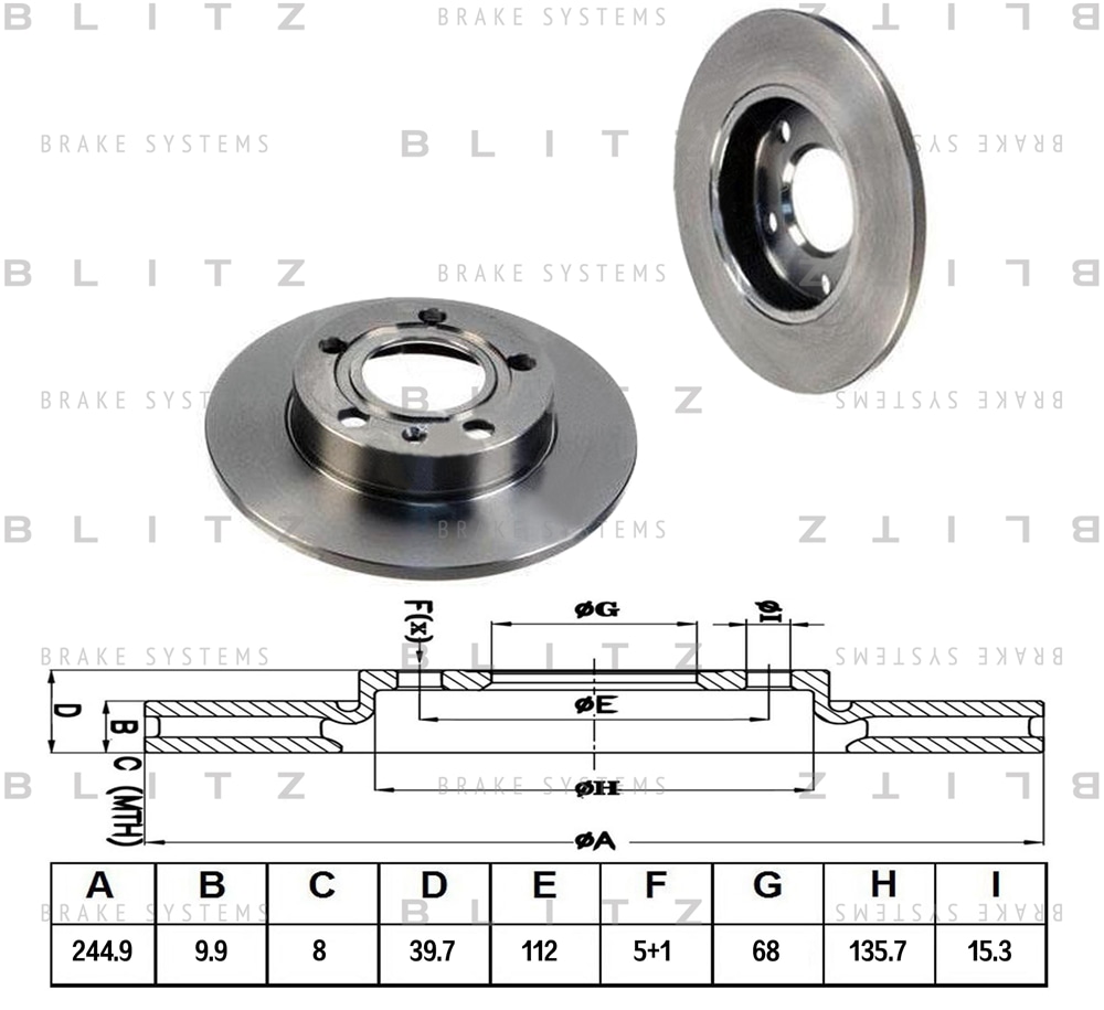 BLITZ BS0168 Диск тормозной задний