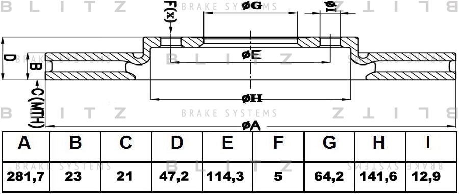 BLITZ BS0253 Диск тормозной передний вентилируемый