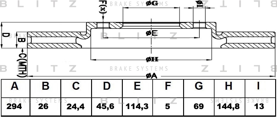 BLITZ BS0328 Диск тормозной передний вентилируемый