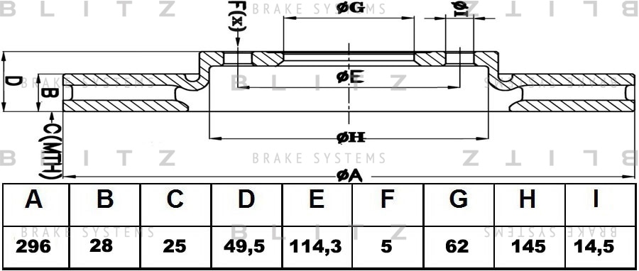BLITZ BS0332 Диск тормозной передний вентилируемый