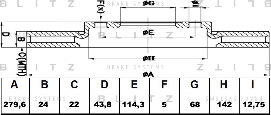 BLITZ BS0342 Диск тормозной передний вентилируемый