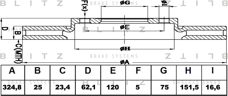 BLITZ BS0391 Диск тормозной передний вентилируемый