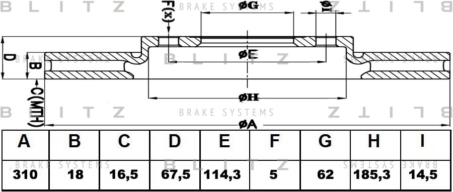 BLITZ BS0397 Диск тормозной задний вентилируемый