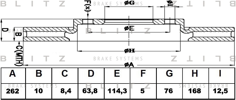 BLITZ BS0450 Диск тормозной задний