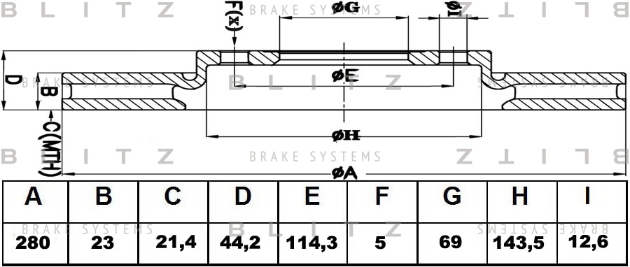 BLITZ BS0462 Диск тормозной передний вентилируемый